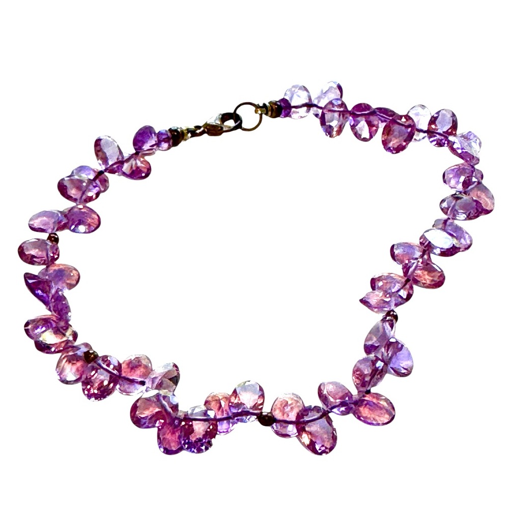 Elegant Purple Gemstone Flower Petal Bracelet. EUC